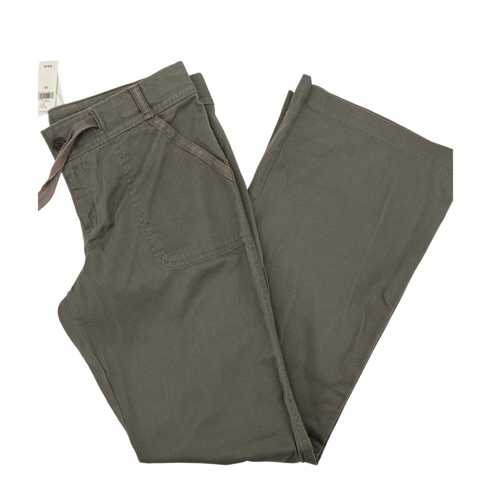 Banana Republic Ryan Fit Olive Green Wide Leg Drawstring Pants Women's 10
